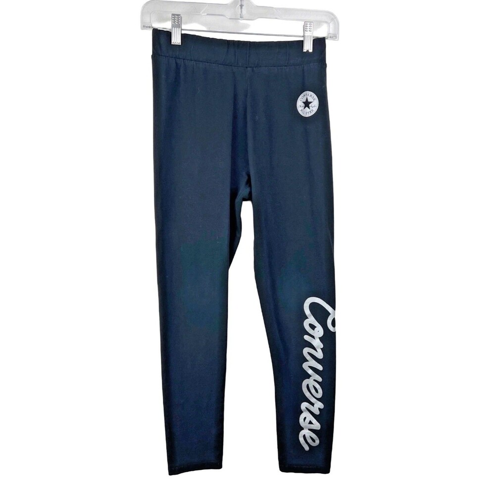 Converse Pants Youth Extra Large Girls 13 To 15 Years Black Silver Spellout